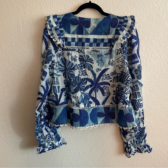 NWT FARM Rio Sweet Rio Long Sleeve Cotton Peasant Blouse - Picture 5 of 8